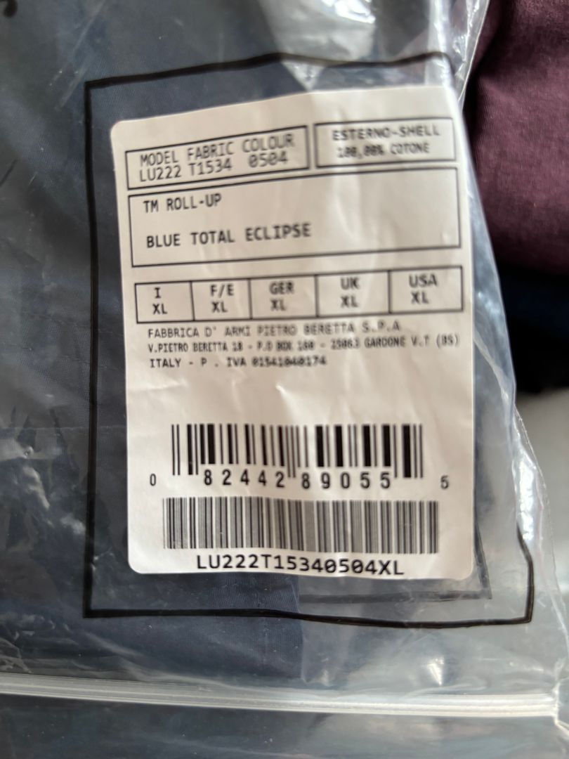 Beretta TM Roll-Up Shooting Shirt - Blue Total Eclipse - XL - NEW IN BAG