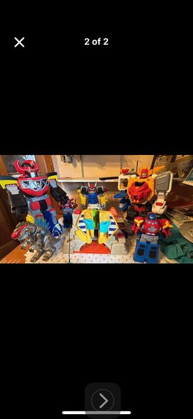 Power Rangers Mighty Morphin Dino Megazord & Zords Lot with Command Center Playset - Vintage Lot!