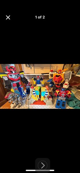 Power Rangers Mighty Morphin Dino Megazord & Zords Lot with Command Center Playset - Vintage Lot!