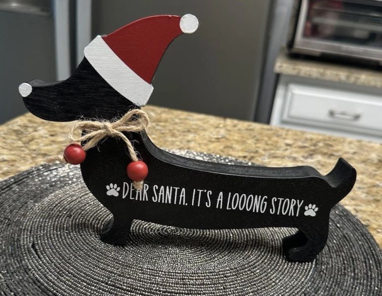Adorable Dachshund "Dear Santa, It's A Looong Story" Christmas Decor - New!
