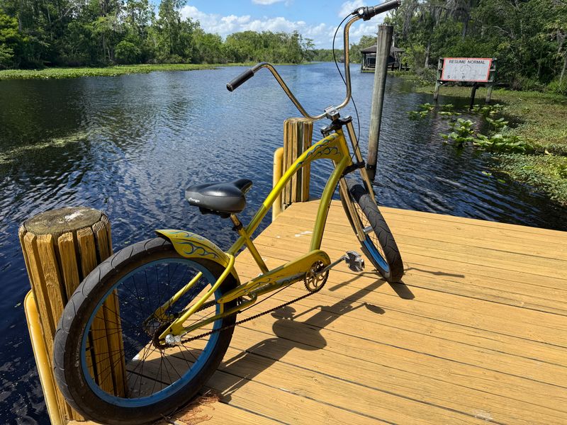 Custom Yellow Flame Chopper Cruiser Bicycle w/ Ape Hangers & Fat Tires