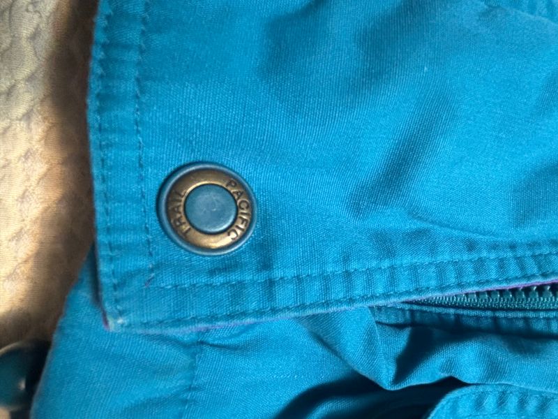 Vintage Pacific Trail Teal Turquoise Purple Fleece Lined Full Zip Jacket Men's L 90s Windbreaker